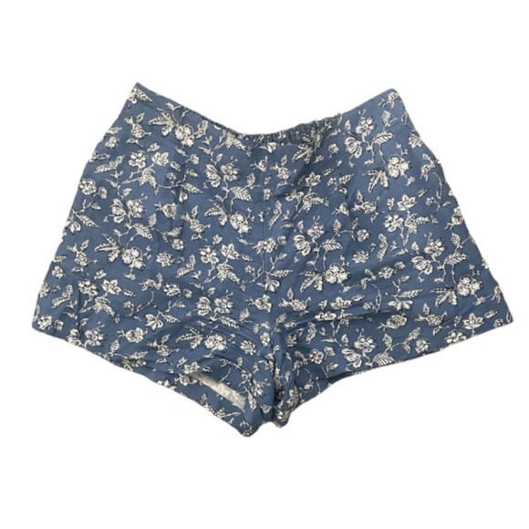 Loft Blue Floral Linen Blend Mini Shorts Size Medium - Picture 8 of 8